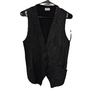 Transit Par Such 7421 Lightweight Vest Size 3 EU M Leather Linen Textured Pocket
